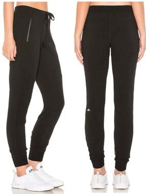 ALO Moto Jogger Ribbed Black Sweatpants Size M